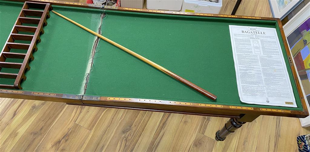 An early Victorian mahogany bagatelle table, width 120cm, depth 64cm, height 90cm